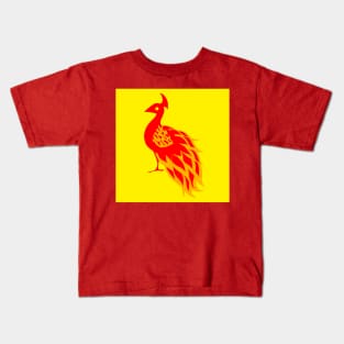 phoenix peacock ecopop in fire Kids T-Shirt